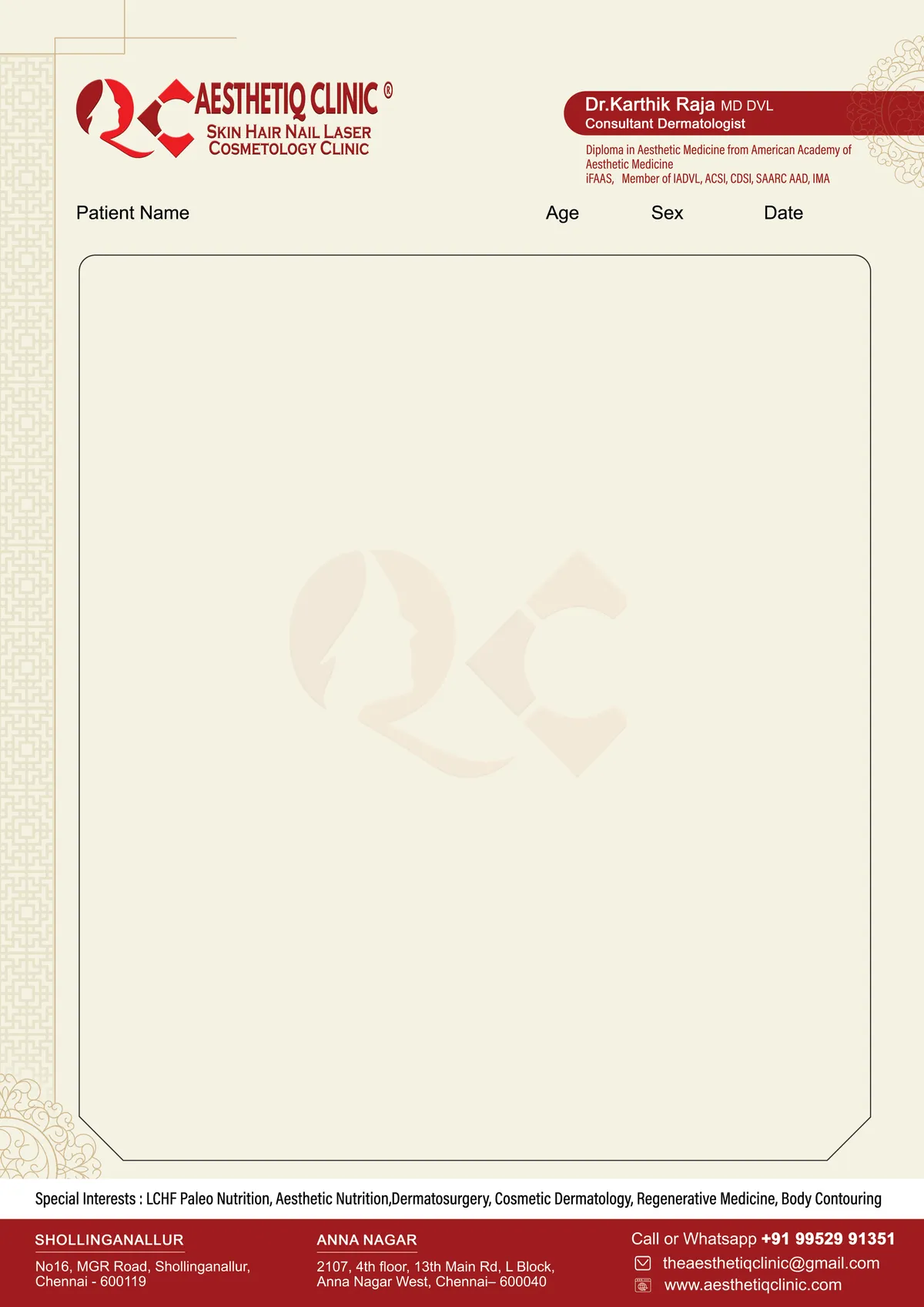 Aesthetic clinic brand stationery by Baptist Digitek