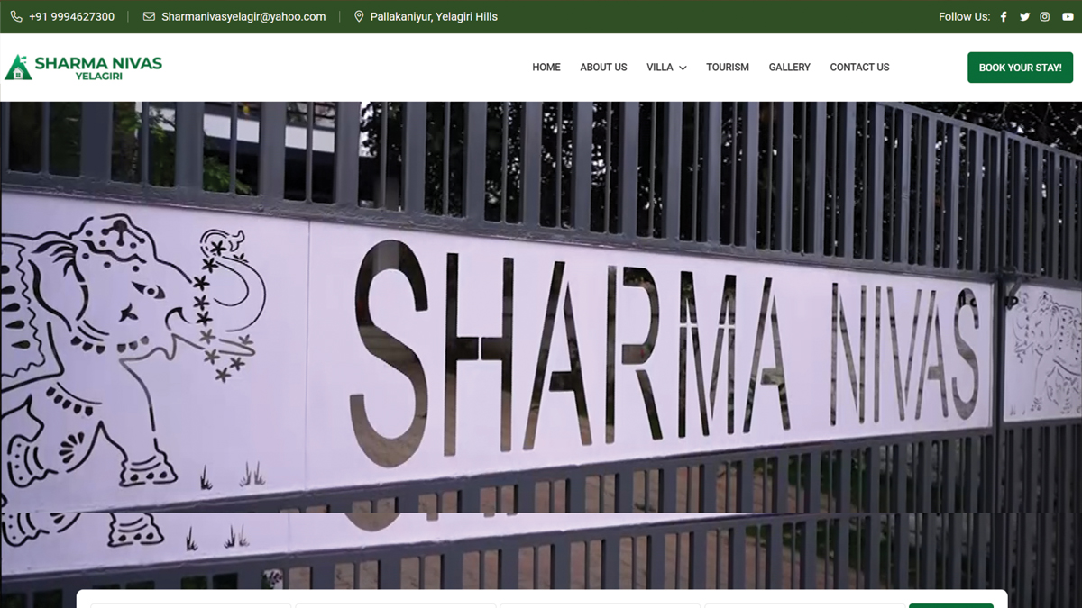 Sharma Nivas Yelagiri website project by Baptist Digitek