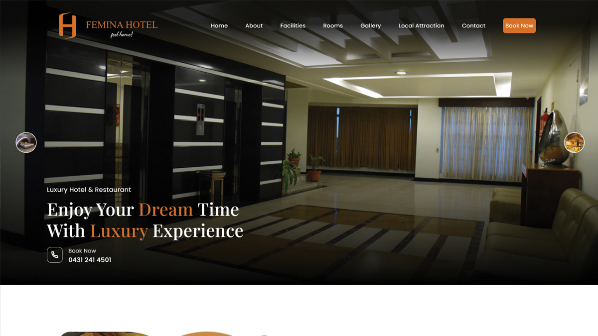 Femina Hotel website project by Baptist Digitek