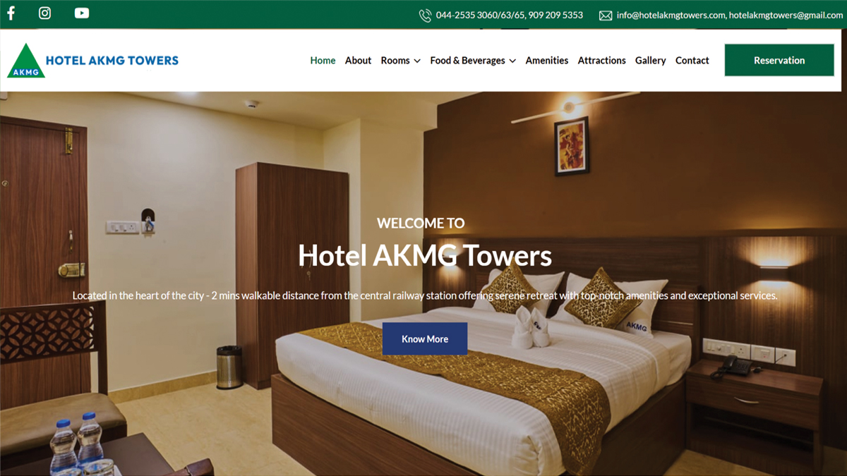 Hotel AKMG Towers website project by Baptist Digitek