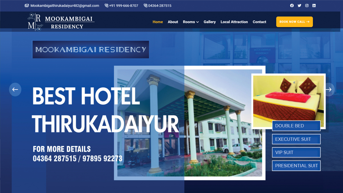 Mookambigai Residency website project by Baptist Digitek