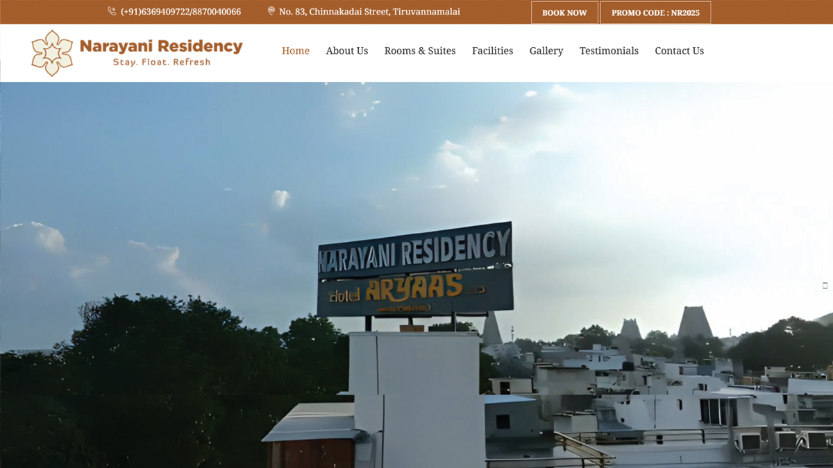 Hotel Narayani Residency website project by Baptist Digitek