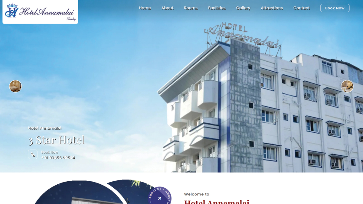 Hotel Annamalai Trichy website project by Baptist Digitek