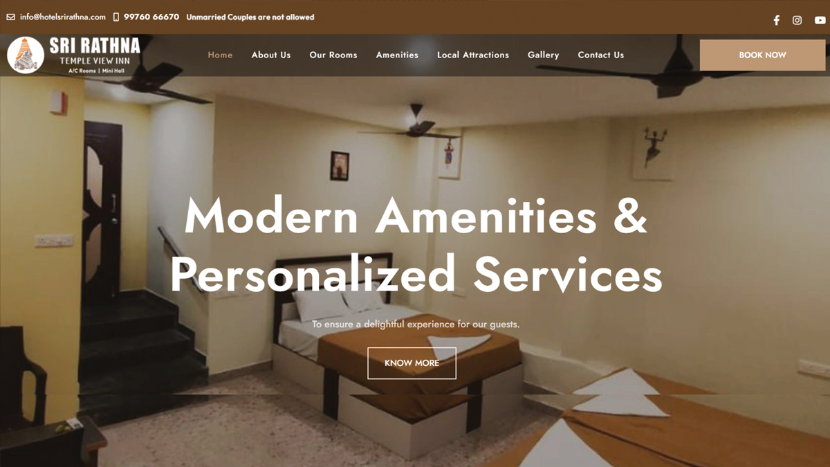 Sri Rathna Temple View Inn website project by Baptist Digitek