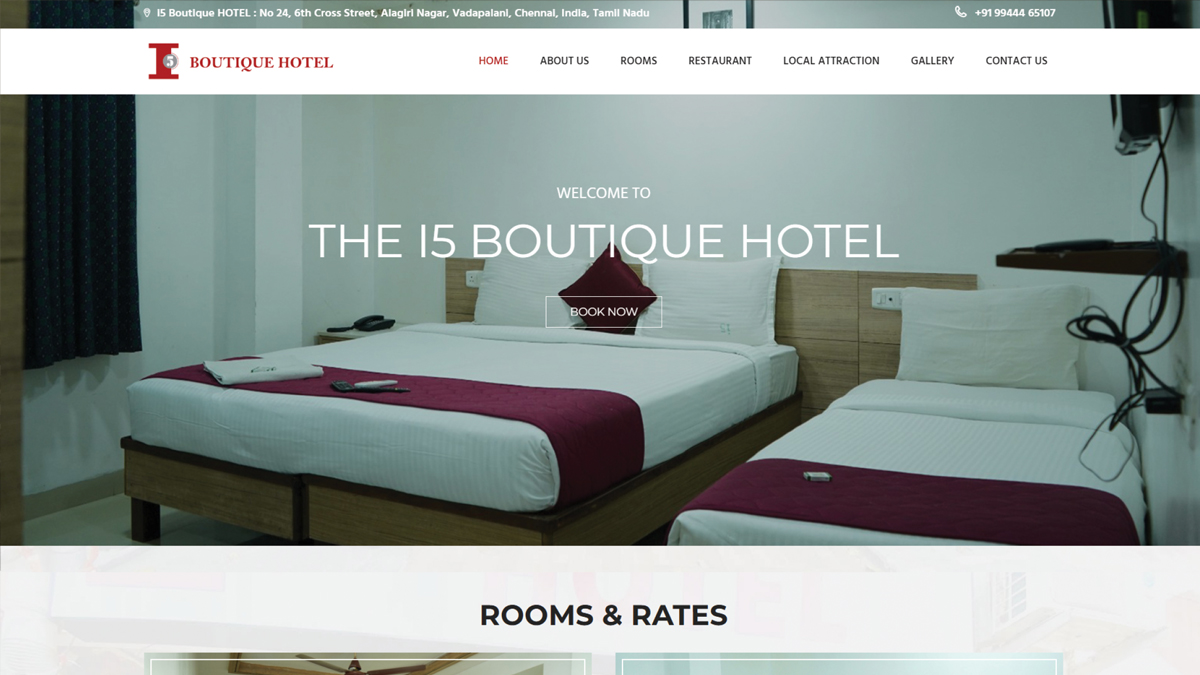 Hotel I 5 Boutique website project by Baptist Digitek
