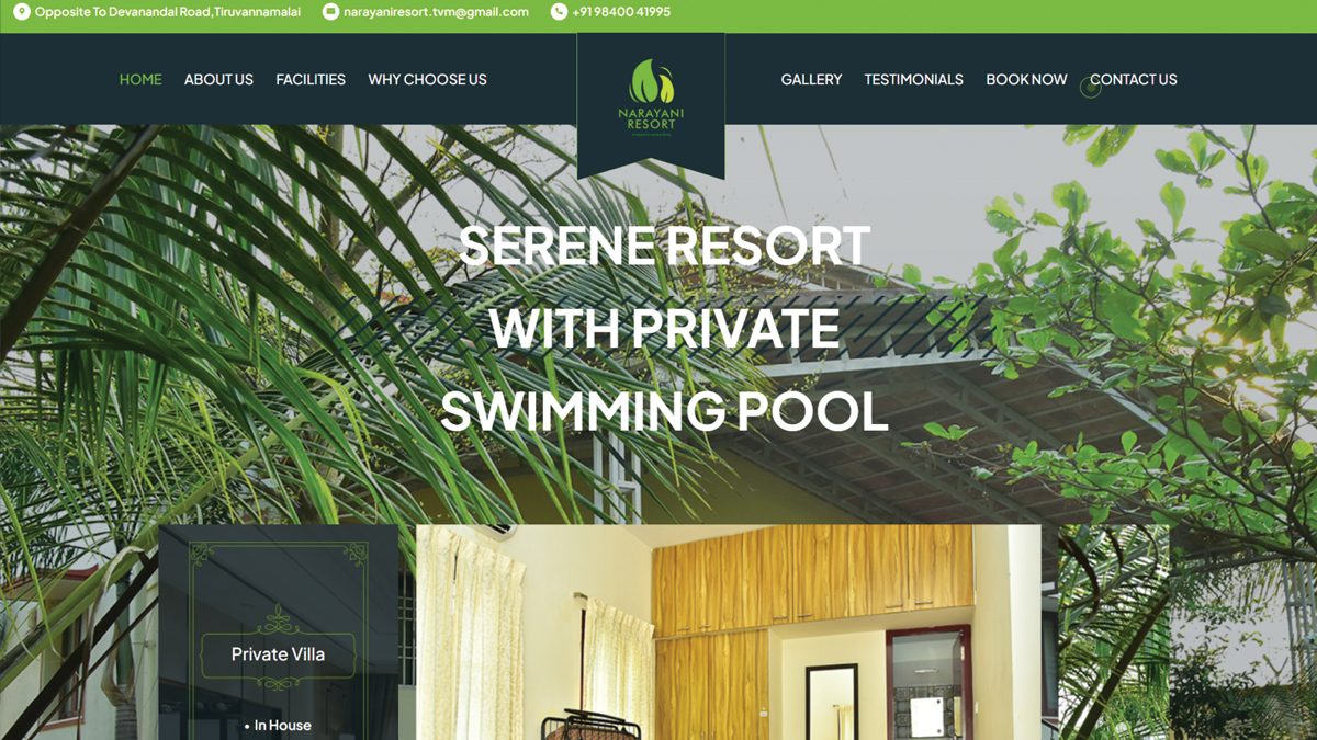 Narayani Resort website project by Baptist Digitek