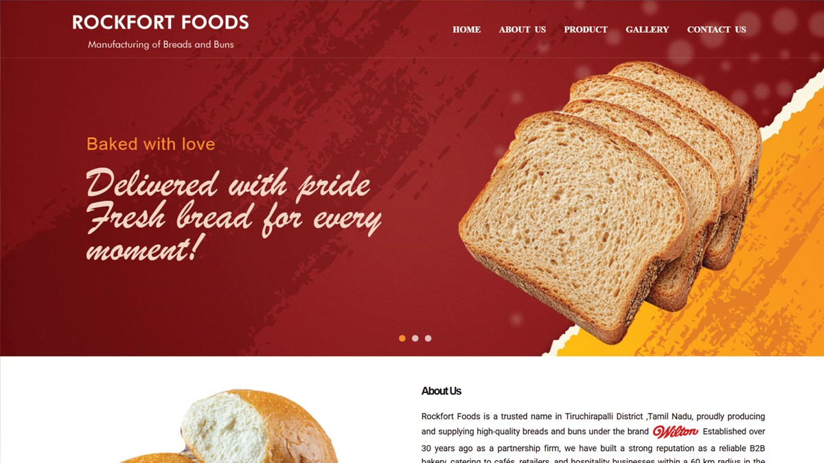 Rockfort Foods website project by Baptist Digitek