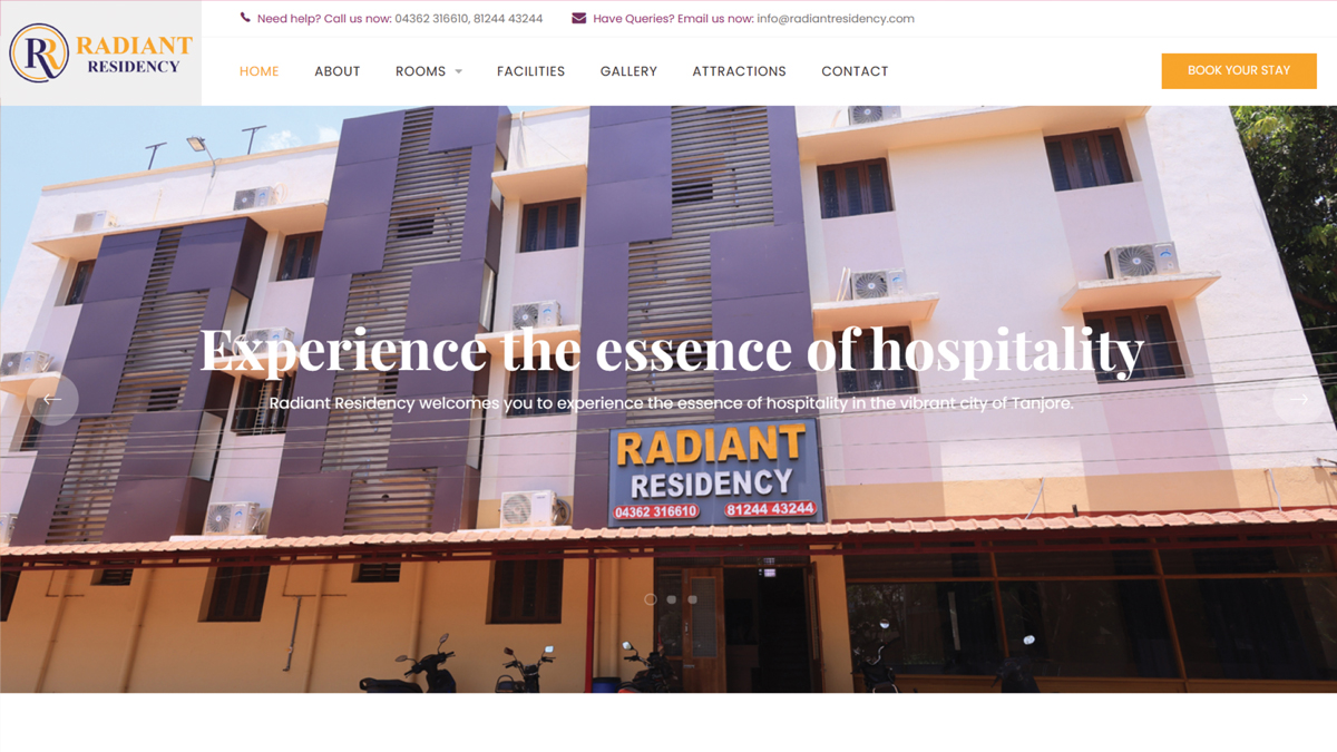 Radiant Residency website project by Baptist Digitek
